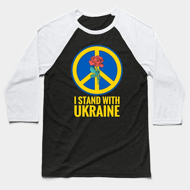 I Stand With Ukraine, Peace Symbol, Ukraine Flag Colors Baseball T-Shirt by PorcupineTees